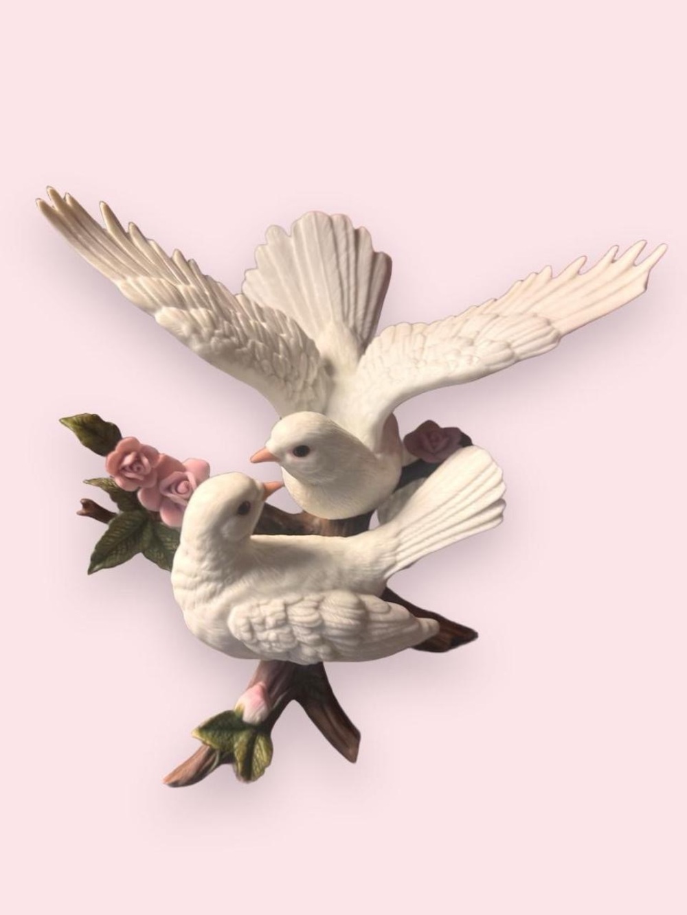 Lenox White Dove Wall Plaque with Pink Rose Accents
